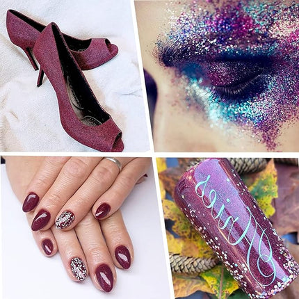 150g Extra Fine Glitter, Holographic Ultra Fine Glitter Powder for Resin, Tumblers, Makeup Face Eye Hair Body, Crafts Painting Arts, Nail Art DIY Decoration (Rosewood Red)