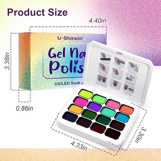 Gradient Painting Gel, Bright Neon Color for Ombre Fluorescent Jelly Nail Polish Platte Kit with 100pcs Sponges&Tweezers for Pat Nails Aura Nails, French Manicure Palette Cyber Gelight