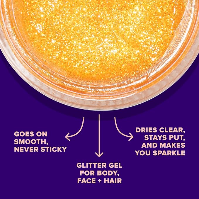 UNICORN SNOT Holographic Face Glitter & Body Glitter Gel: Glitter Makeup, Hair Glitter, Festival Rave and Anime Cosplay, Halloween Costume Makeup - Vegan & Cruelty Free, 1.7 oz Orange Glitter (Fire)