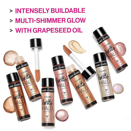 wet n wild MegaGlo Hello Halo Liquid Highlighter Makeup, Shimmer, Rose Gold Halo Gorgeous
