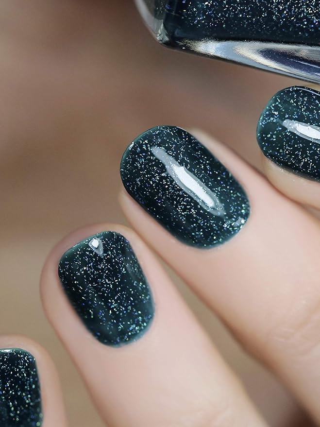 ILNP Cheers - Creamy Forest Blue-Green Holographic Nail Polish, Chip Resistant, 7-Free, Non-Toxic, Vegan, Cruelty Free, 12ml