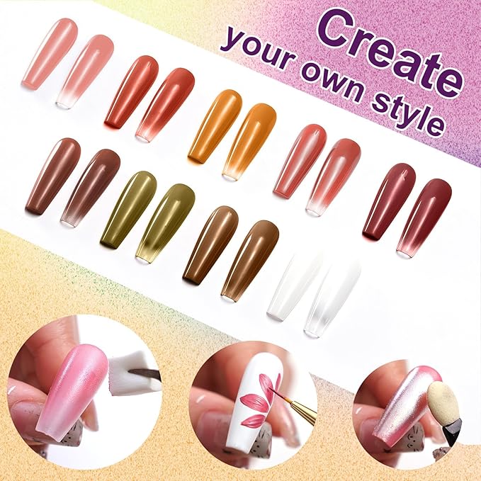 Gradient Painting Gel, 9 Colors Ombre Gel Nail Polish with 100Pcs Nail Sponges &Tweezers Sponging for Pigment Pat Aura Nails, French Manicure DIY Nail Art Ancient City