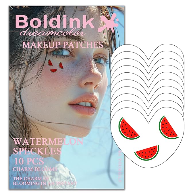 10pcs Watermelon Face Makeup Patches, Temporary Facial Tattoos for Adults, Water Resistant