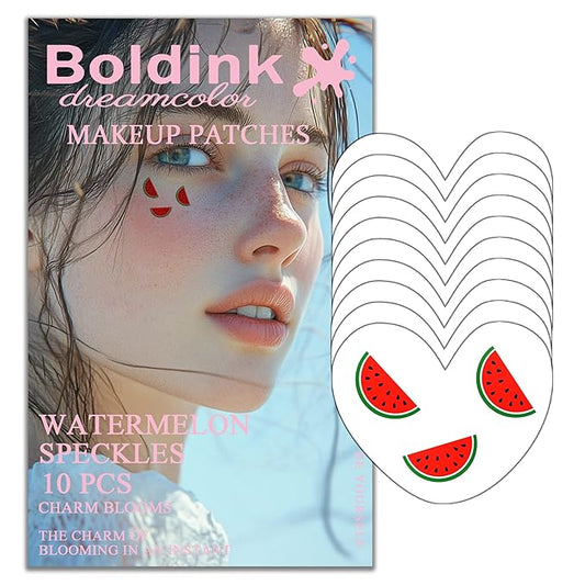 10pcs Watermelon Face Makeup Patches, Temporary Facial Tattoos for Adults, Water Resistant