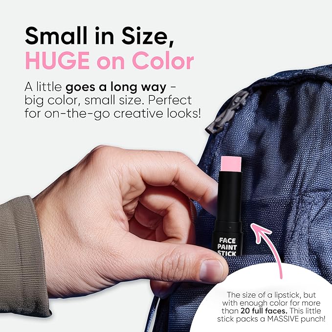 Blue Squid PRO Pastel Pink Face Paint Stick - Waterproof Body Paint for Adults & Kids Pink Eye Black Baseball, Eyeblack Softball -Hypoallergenic TwistUp NonToxic Makeup Stick for Cosplay, Sports & SFX