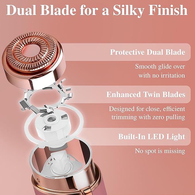 Facial Hair Removal for Women | Upper Lip Mustache Remover Device Face Shaver Woman Chin Peach Fuzz Electric Trimmer Dermaplane Female Razor Ladies Tweezers Lady Epilator Girls by VISOFO (Pink)