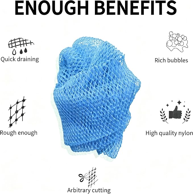 African Net Sponge Authentic, African Exfoliating Sponge Real African Net Black Owned, African Bath Sponge Back Scrubber, Body Exfoliator Shower Bath Accessories(Sky Blue)