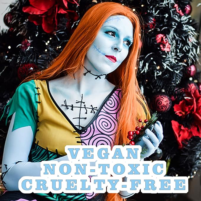 MEICOLY Light Blue Face Body Paint Stick,Pale Baby Blue Face Paint for Halloween SFX Cosplay Corpse Bride Avatar Sally Makeup,Waterproof Eye Black Stick for Baseball Softball Football Lacrosse