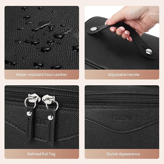 Telena Large Makeup Bag, Travel Toiletry Bag for Women, Vegan Leather Makeup Organizer Case Cosmetic Bag for Travel Essentials