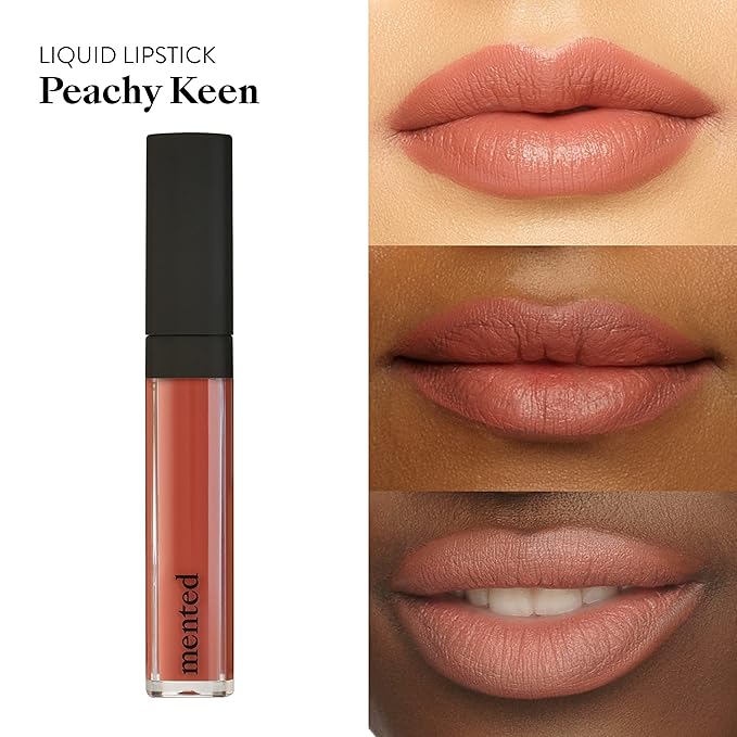 Mented Cosmetics Liquid Lipstick for Women, Velvet Matte Red Lipstick, Waterproof Lip Gloss, Tint, Stain Long Lasting Hydrating Moisturizing, Smudgeproof, Vegan, Peachy Keen