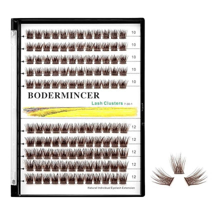 Bodermincer 120 Clusters 10mm+12mm/12mm+14mm/14mm+16mm Mixed Wide Cluster False Eyelash Individual Cluster EyeLashes Grafting Fake False Eyelashes Eyelash Extension (Brown 10mm+12mm Mixed)