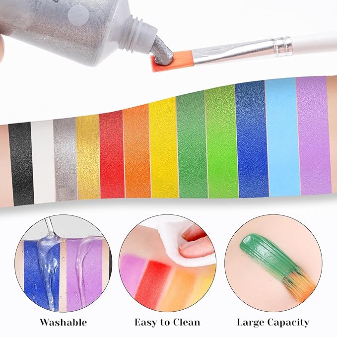 Light Green Face Paint 70ml - Non-Toxic Washable Body Paint for Halloween Witch Makeup, Water-Based Highly Pigmented Face Body Paint for Halloween SFX Cosplay Makeup ,Costume Events,Party