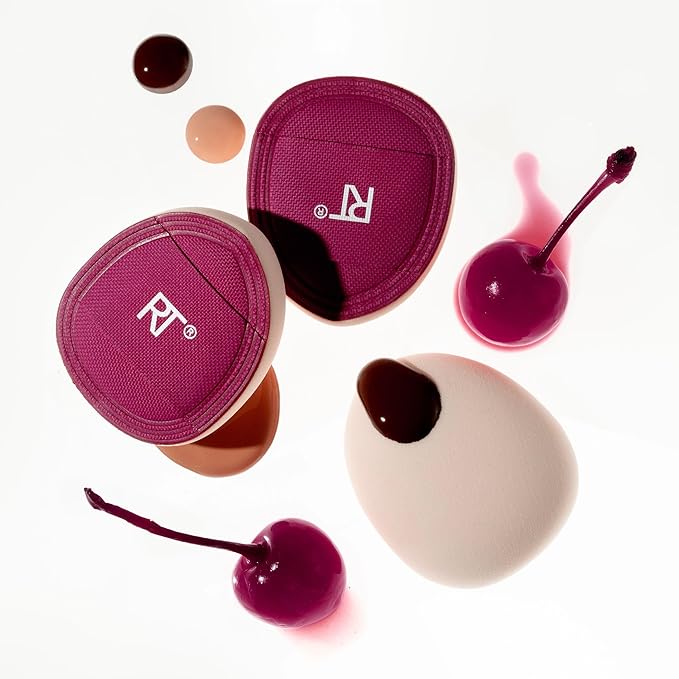 Real Techniques Cherry On Top Mini Marshmallow Puff Trio, Mini Makeup Puffs For Concealer & Foundation, Spot Correcting & Blending, Dry Use Beauty Sponge, Travel Size, Vegan & Cruelty-Free, 3 Count