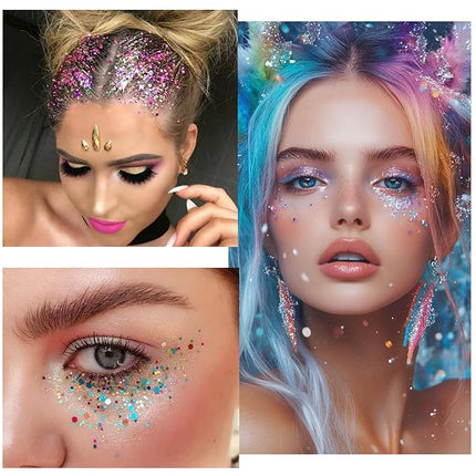 K'APEINE Eyeshadow Palette, 16 Colors Glitter Eyeshadow Chunky Pressed Sparkle Eye Shadow Powder Makeup Pallet Ultra Shimmer Makeup Kit Highly Pigmented Long Lasting Waterproof for Face Body