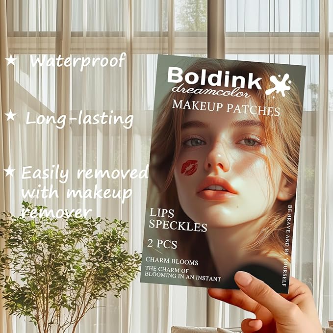 2pcs Makeup Stickers, Waterproof Face Lips Temporary Tattoo Stickers, Masquerade Stickers, Wedding Face Makeup Stickers for Women.