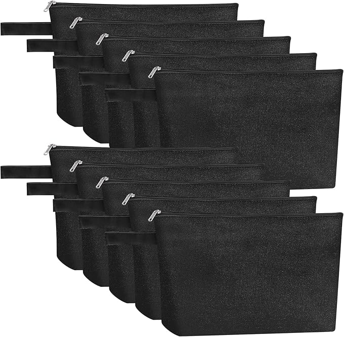 10 Pieces Cotton Canvas Makeup Bag with Bottom, Multi Purpose Cosmetic Bag with Zipper MN-WB07 Wb07