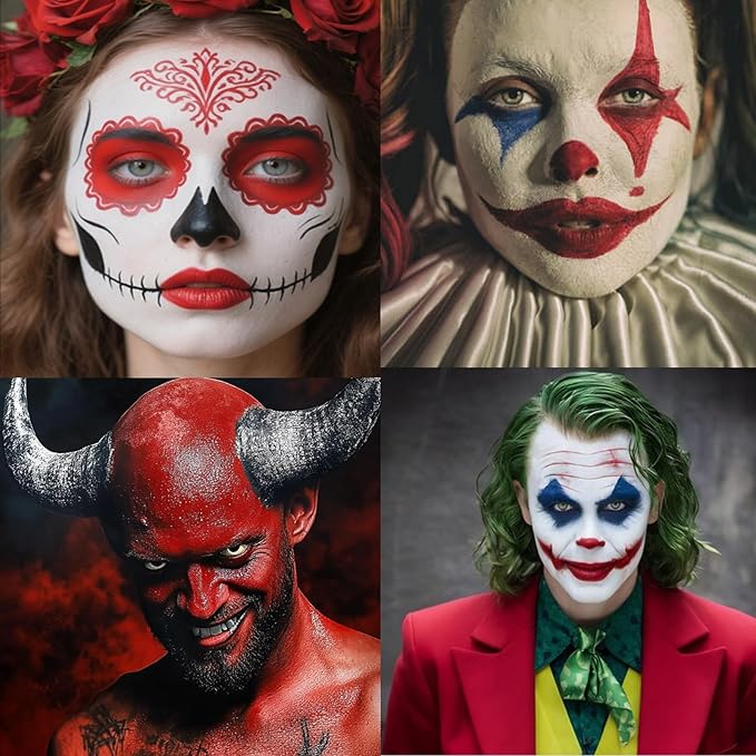 Red Face Paint Stick,Water-Based Red Body Paint Stick,Washable Full-Coverage Halloween Face Painting for Clown Devil Joker Skull Costume,Professional SFX Makeup for Cosplay,1.06 OZ