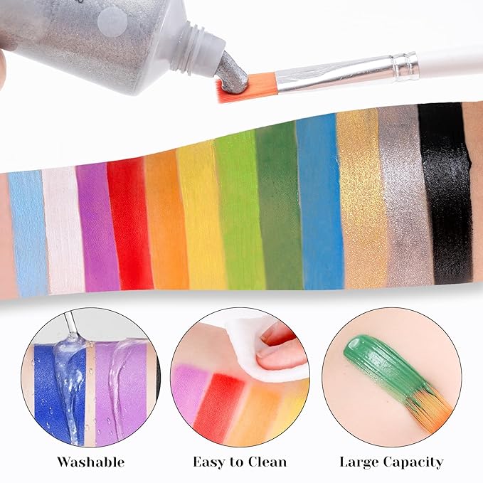 Orange Face Paint 70ml - Non-Toxic Washable Body Paint for Pumpkin, Tiger Makeup - Water-Based Highly Pigmented Face Body Paint for Halloween SFX Cosplay Makeup ,Costume Events,Party & Stage