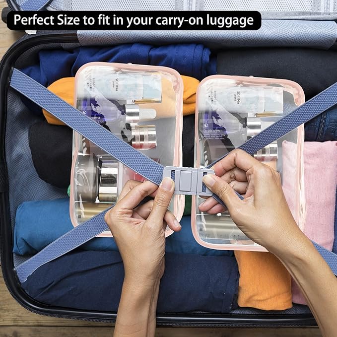 Tbestmax 20 Pack Clear Cosmetic Bags Makeup Bags Portable Waterproof Travel Toiletry Bags Organizer Peach Pink, 7.5"x 4.8"x 2.3"