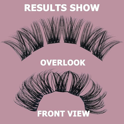 QUEWEL Cluster Lashes 72 Pcs Wide Stem Individual Lashes C/D Curl 8-16mm Length DIY Eyelash Extension False Eyelashes Soft for Personal Makeup Use at Home (honey01-C-14)