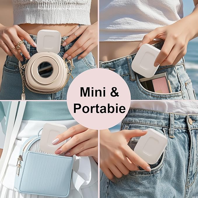 S'bagno LED Makeup Mirror with 1X/5X Magnification, Dimmable Light, Rotation for Beauty, Makeup, Skincare & Grooming, White