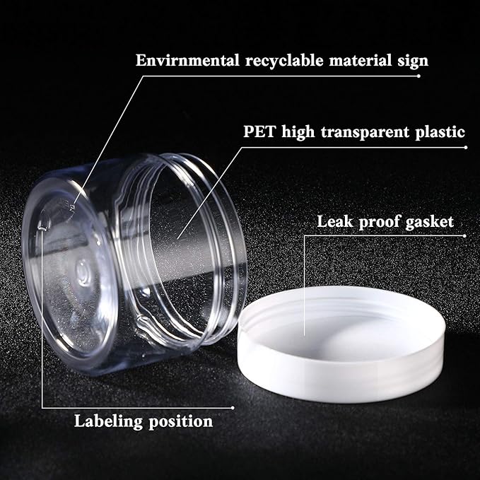 Patelai 4 Pieces Round Wide-mouth Leak Proof Plastic Container Jars with Lids for Travel Storage Makeup Beauty Products Face Creams Oils Salves Ointments DIY Making(6 Ounce,White)