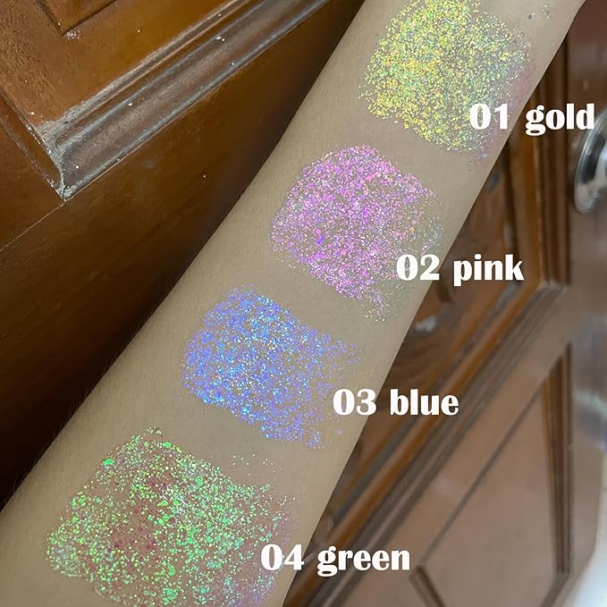 Light Purple Face Glitter Gel,Mermaid Body Glitter Gel,Singer Concerts Music Festival Rave Accessories,Self-Adhesive Sequins Glitter Body Hair Makeup,Sparkling Chunky for Women(Pink),51ML