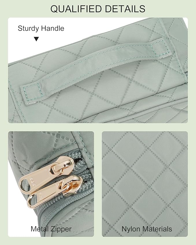 Relavel Small Makeup Bag, Travel Cosmetic Bag Make Up Pouch, Small Makeup Organizer Bag for Women, Waterproof Handbag Toiletry Bag Essentials for Daily Use (Green)