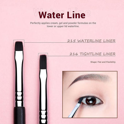 Jessup Eyeliner Brush Set, Professional Eye Liner Makeup Brushes 11pcs, Angled Flat Definer Ultra Fine Bent Pencil Point Eyeliner Brushes for Precision Liner, T324