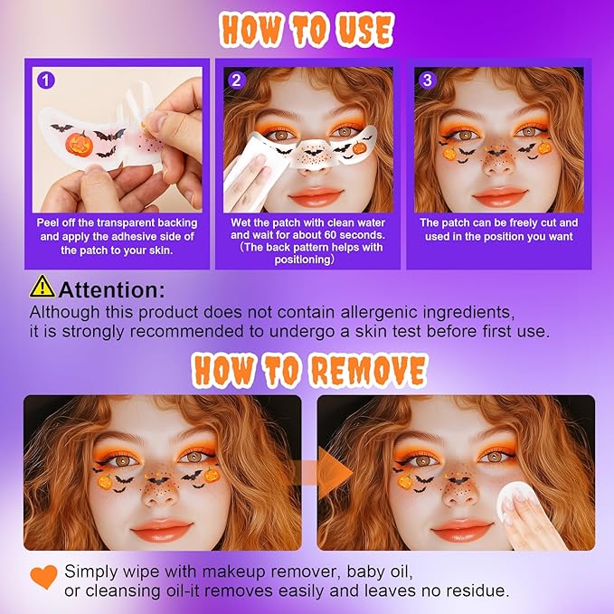 24pcs Halloween Freckles Makeup Patches Face Glitter Speckles, Halloween Temporary Face Tattoo Glitter Freckles, Glitter Speckles Patches for Adults and Kids, Cute Sparkling Fake Freckles for Festival