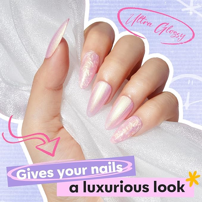 modelones Chrome Pink Nail Polish, 15 ml Pearl Mermaid Iridescent Shimmer Pink Quick Dry Nail Lacquer Long Last Shine Fingernail Polish Nail Art DIY Home Manicure Gift for Women Girls 0.5 Fl Oz