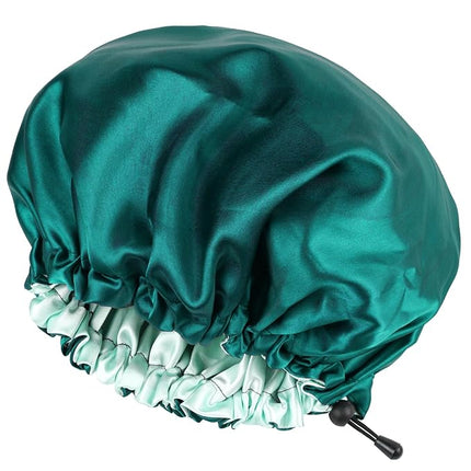 CHORHA Satin Sleep Cap,Double-Sided Adjustable Sleep Bonnet,Bonnet Cap for Sleep (DARK GREEN)