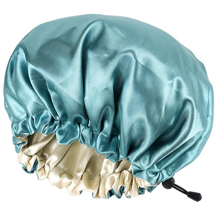 CHORHA Satin Sleep Cap, Double-Sided Adjustable Bonnet Cap (GREEN)