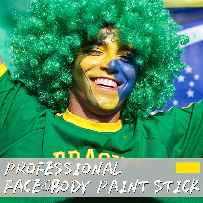 Yellow Face Body Paint Stick, Eye Black Stick for Sports, Waterproof Full-Coverage Yellow Face Makeup for Halloween Lion Tiger Minions Stage Cosplay Makeup