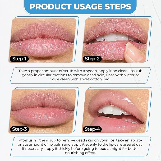 2 in 1 Lip Care Kit with Blueberry Lip Scrubber Exfoliator 28g and Strawberry moisturizing lips balm 20g – lip lightening for dark lips, Dry, Chapped, Cracked Lips (48g)