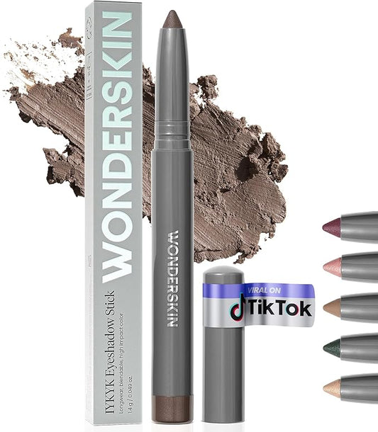 Wonderskin IYKYK Eyeshadow Stick - Longwear Eye Shadow Sticks, Budge-Proof and Waterproof Shimmer Eyeshadow Stick with Built-in Sharpener (Ash)