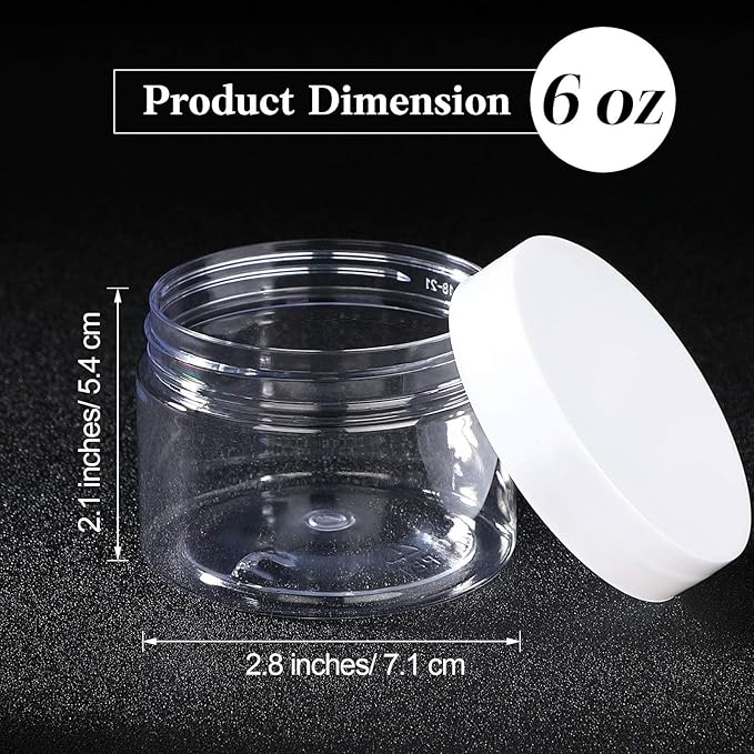 Patelai 4 Pieces Round Wide-mouth Leak Proof Plastic Container Jars with Lids for Travel Storage Makeup Beauty Products Face Creams Oils Salves Ointments DIY Making(6 Ounce,White)