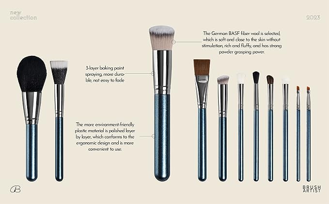 12Pcs Premium Synthetic Soft Dense Fiber Makeup Brush Set with Case - Face, Blush, Contour, Eyeshadow Brushes - Black