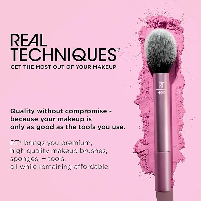 Real Techniques Vivid Escape Color Pop Blush Brush, Multipurpose Makeup Brush For Easy Blending, Use With Liquid & Cream Blush, Synthetic, Soft Bristles, Cruelty-Free & Vegan, 1 Count