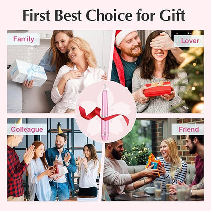 JIASHENG USB Electric Nail Drill, Portable Electric Nail File for Acrylic Gel Nails, Professional Drill Nail Kit Manicure and Pedicure Kit with Drill Bits for Home and Salon Use, Pink