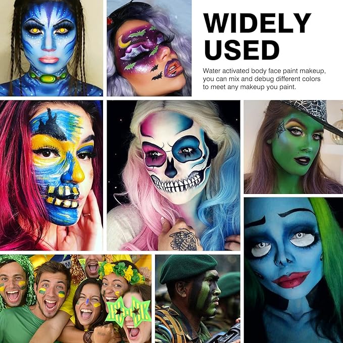 Royal Blue Face Body Paint Makeup 30G,Professional Stage Screen Halloween,Non Toxic Face Body Paint Makeup for Halloween Costume Theater Dress-Up Smurf Sea Mystique Avatar Makeup-20