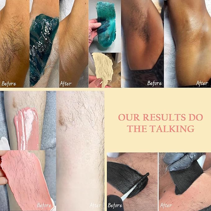 Maxpearl Hard Wax Beads, Pack of 3 Hair Removal Wax Beans Refill - Brazilian Waxing, Face, Eyebrows, Underarms, Bikini, Arms, Chest, Back, Legs, 10.5oz (Green/Pink/Black)