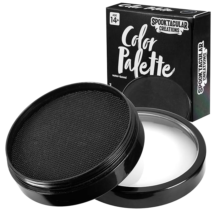 Spooktacular Creations Halloween Makeup Face Body Paint Waterproof Foundation Cream Cake Tub, Halloween Party Cosplay Clown Sfx Costume and Dress Up Makeup for Adult(1 Oz, Black)