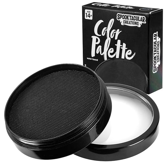 Spooktacular Creations Halloween Makeup Face Body Paint Waterproof Foundation Cream Cake Tub, Halloween Party Cosplay Clown Sfx Costume and Dress Up Makeup for Adult(1 Oz, Black)