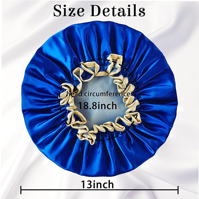 Shower Cap Reusable Waterproof, Large Shower Cap for Women, Shower Caps for Braids Long Hair, Double Layer Satin Plastic Hair Cap for Shower