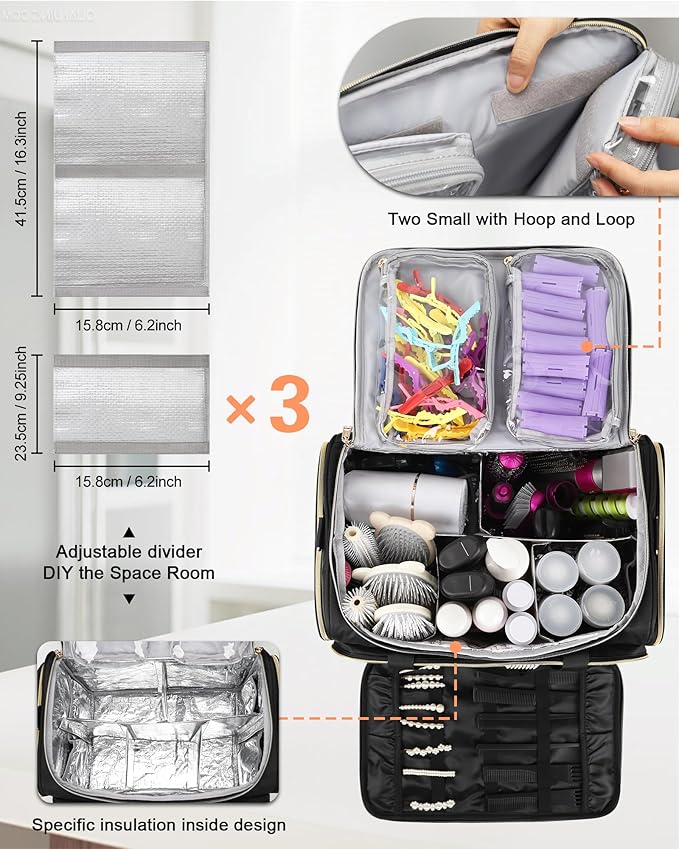 MONSTINA Professional Hairstylist Traveling Bag with Two Detachable Small Bags,Hairdressing Bag Makeup Salon Organizer Bag