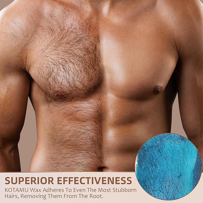 KOTAMU Wax Beads, 2.5lb Hard Wax for Bikini Brazilian Sensitive Skin Facial Leg Body Waxing, Professional Waxing Beads Target Coarse Hair Removal, Blue Wax Beans for Women Men at Home & Salon Use