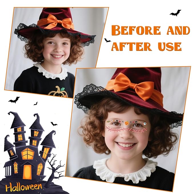 12Pcs Halloween Face Eye Shadow Temporary Tattoos Stickers for Women Girl's kids,Eye Shadow Tattoo Stickers，Halloween Cosplay Party Decorations