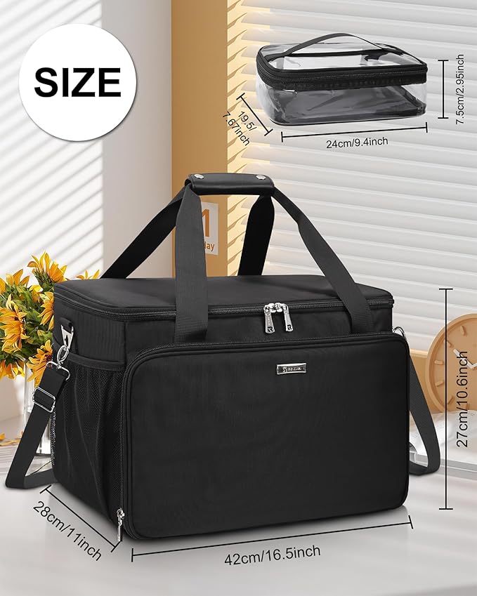 Extra Large Makeup Bag Travel Makeup Case Professional Makeup Artist Bag with 4 Clear Pouches Hairstylist Cosmetic Bag with Detachable Dividers and Shoulder Straps