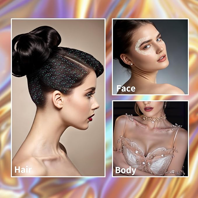 MEICOLY Clear White Face Body Glitter Stick,Hair Glitter Stick for Kids and Women,Sparkle Chunky Glitter Makeup,Waterproof Face Glitter for Party Rave Festival